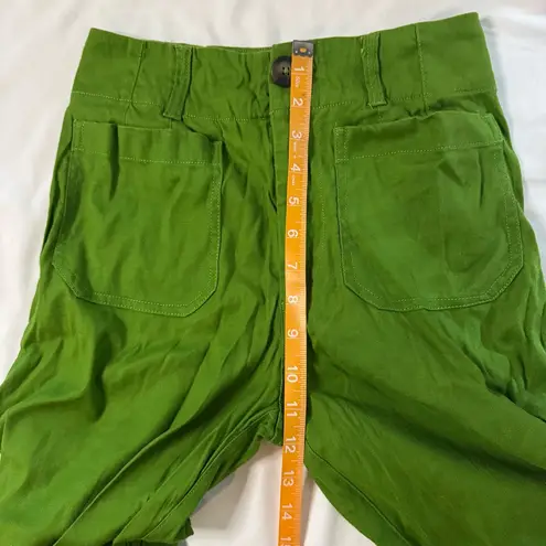 Maeve Anthropologie Colette Wide-Leg Green Pants Linen Blend High Waist Size 24