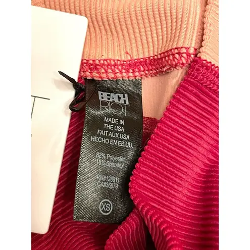 Beach Riot Colorblock Rib Leggings Size XS Merlot Red High Waist Ankle Slim NWT