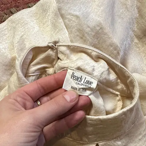 Peach Love California PEACH LOVE KEYHOLE HIGH NECK BLOUSY LONG SLEEVE TOP