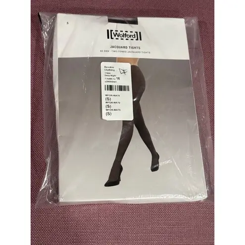 Wolford Jacquard Tights in Deep Night & Black Small New Womens Nylons Pantyhose