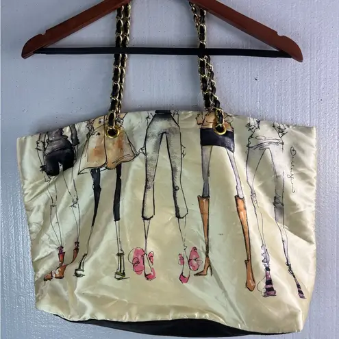 DSW Black and Gold Satin Shoe Fashion Shoulder Bag with Chain Strap