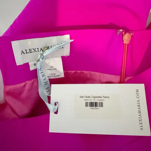 Alexia Maria Silk Faille Cigarette Pants Magenta Berry Pink High Waist Sz 6 NWT