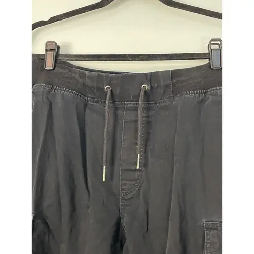 H&M Divided Black Cargo Jogger Pants Drawstring Waist Pockets Women's