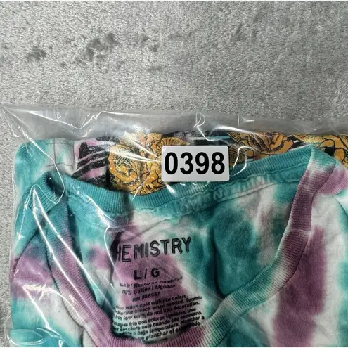 Chemistry Shirt Womens Large Purple Blue Tie Dye Tee Skull Casual Hippie Lounge