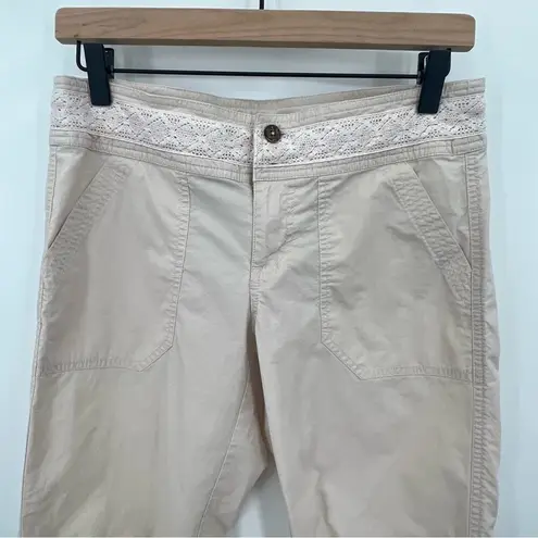 Kuhl pants women's 6 tan organic cotton blend crochet lace trim cropped Y2K