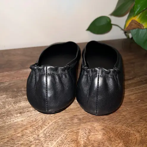 Quince Womens 8 Black Leather On the Go Ballet Flats Comfort Slip On Shoes