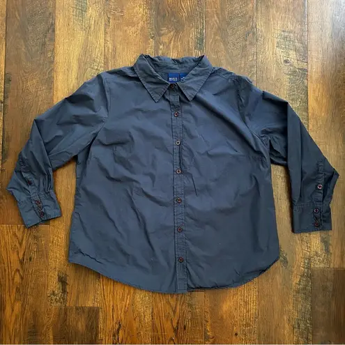 basic editions heathered blue button down top, plus size 20W