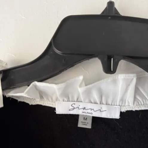 Siani Milano Sweater Medium V Neck Layered Pullover Ruffle Trim Preppy Academia Black