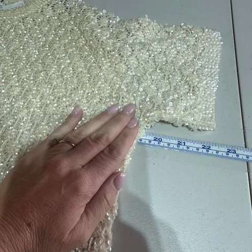 Vintage Handmade Wool Sequin Encrusted Cavanagh’s Off White Sweater Size S Party