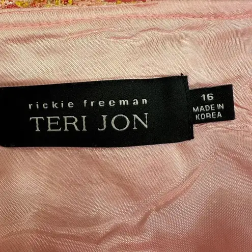 Rickie Freeman For Teri Jon Pink Tweed Tie Dye Ruffle A