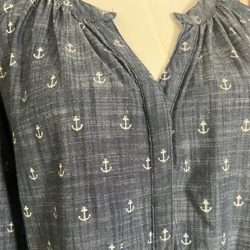 hatley denim Nautical Anchor Print shirtdress Blue Size M