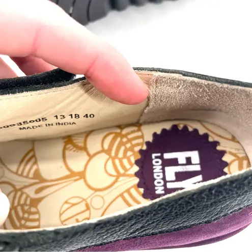 Fly London Leather Mary Jane Wedges Yert Potent Purple Comfort Shoe