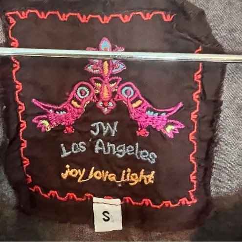 Johnny Was Embroidered Gray Long Sleeve Boho Tunic Shirt Size Small