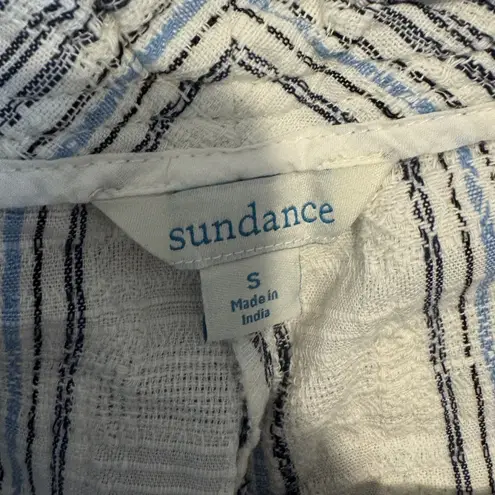 Sundance Pants Womens Small White Blue Striped Cotton Drawstring Pockets Boho