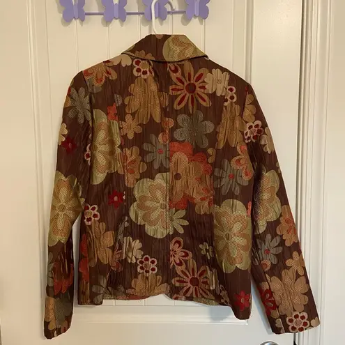NWOT | Erin London women’s autumn Jacquard chenille floral embroidered jacket Brown