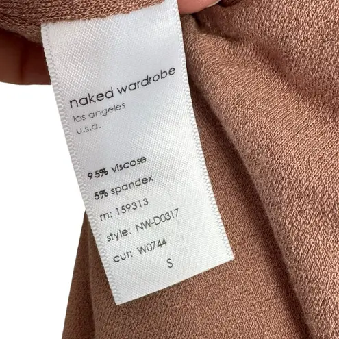 Naked Wardrobe NW Open Back Midi Dress Bodycon Long Sleeve COCO Small NW-D0317