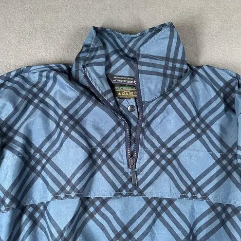 Sunderland of Scotland Cygnet Ladies L Blue Plaid Pullover Weatherbeater 1/4 Zip Size L