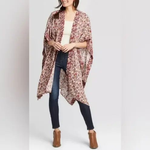 Knox Rose Floral Open Side Kimono Duster in Cream & Multicolor Size M/L - Image 15