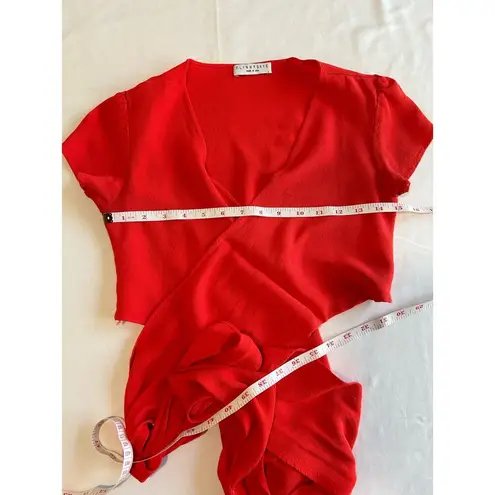 Flynn Skye That's a Wrap Crop Top Flutter Sleeve Coral Size Small Summer Beach