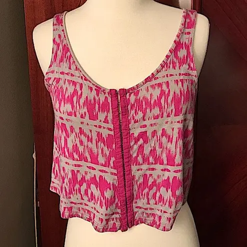 Kirra pink & gray tribal print tank top