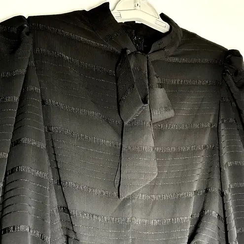 Julia Jordan Jumpsuit 6 Black Long Sleeves Elastic Neck Bow Polyester New