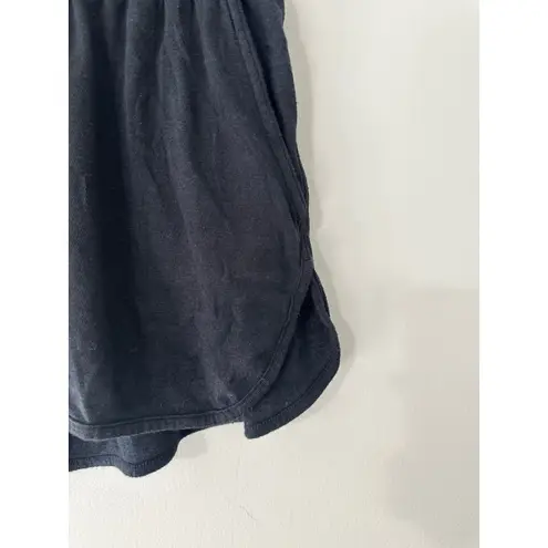 Nation Ltd Womens Black Terry Cloth Lounge Shorts Elastic Waist Pockets Size L