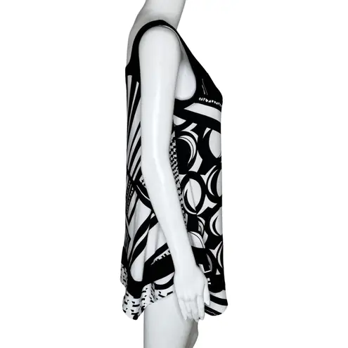 Joseph Ribkoff Shirt Womens 6 Black White Geometric Blouse Retro Edgy Artsy