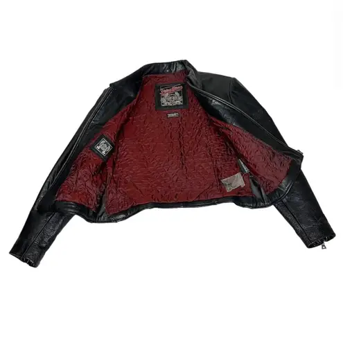 FLYING BIKES Oakwood Black Leather Moto Jacket Motorcycle Womens Size Medium