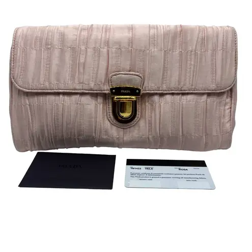 Prada  authentic vela Rosa pink clutch 1N1422