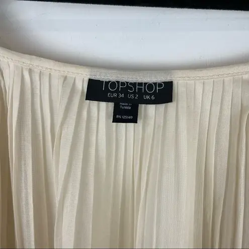 Topshop  Sheer Pleated Tie Crop Top Flutter Sleeves Sz Small thumbnail 6
