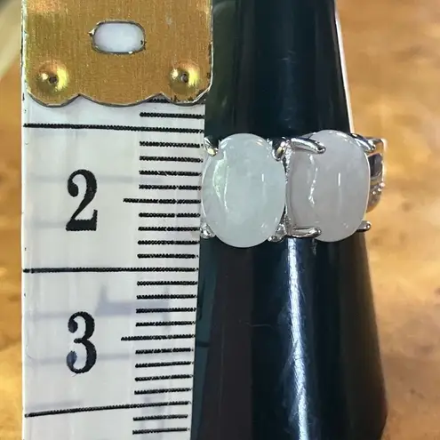 Natural Jade Sterling Silver Ring Size 8