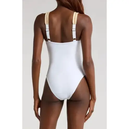 Ramy Brook Myra One-Piece Swimsuit in White/Gold Size Small