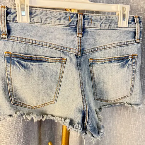 Free People  Denim Shorts Button Fly Cut Off Distressed 61855-16515125 Size W 27
