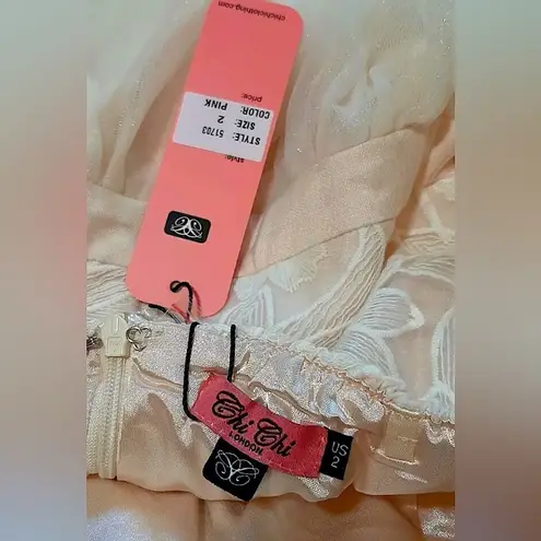 Chi Chi London Blush Pink Strapless Tulle & Lace Ballerina ModCloth Midi Gown by ChiChi Size 2