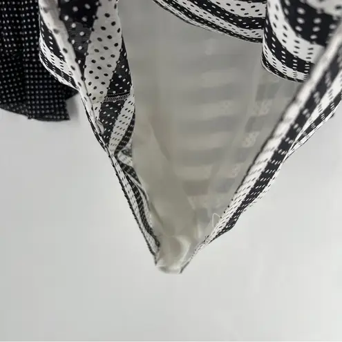 C Est. 1946 Chiffon Striped Polka Dot Dress Ruffled Flare Sleeves NWT Size XS Black