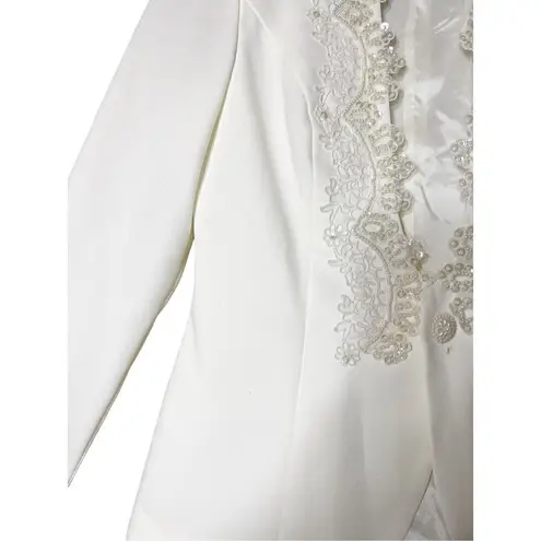 Vintage Cachet White Beaded Blazer Size 8