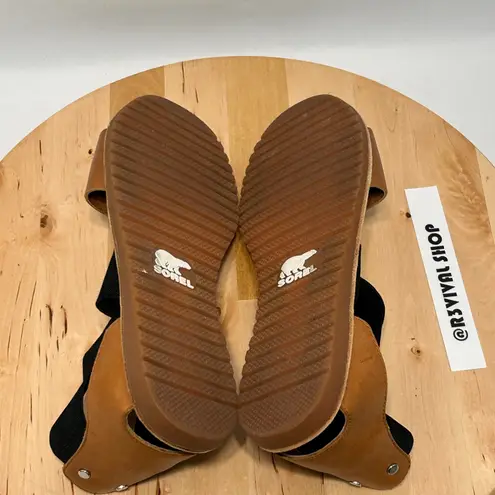 Sorel  Womens Camel Brown Black Ella Open Toe Sandal - Size 9.5 & 40.5
