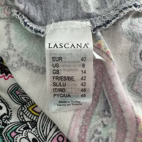 Lascana Blouson Sleeveless Mini Dress in Blue Multi Paisley size 8 Tie Waist