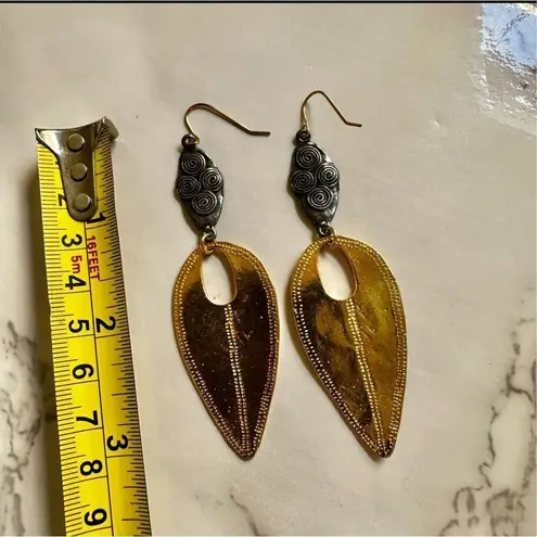 Devin Leigh 18k Gold Plated Hammered and Gun Metal Earrings