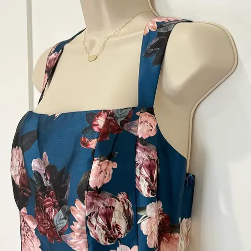 Sachin + Babi Audrey Gown Teal Garden Floral Dress Sleeveless Satin Size 8 New