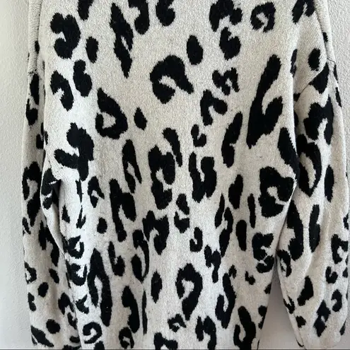 Something Navy  Fuzzy Animal Print Leopard Cheetah Open Front Longline Cardigan M