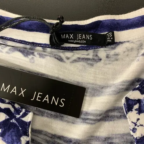 Max jeans  NWT blue & white striped sleeveless button down top Size XS