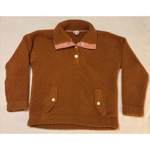 J Crew Vintage Fleece Pullover Polartec Sherpa Womens Small Burnt Orange Cozy
