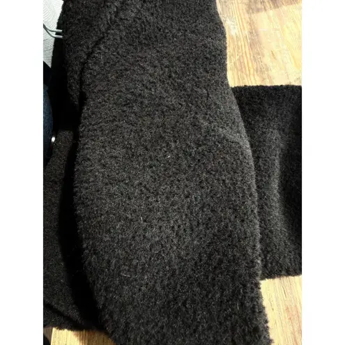 Perry Ellis 90s Y2K Vintage Black Alpaca Wool Long Sherpa Belted Trench Coat