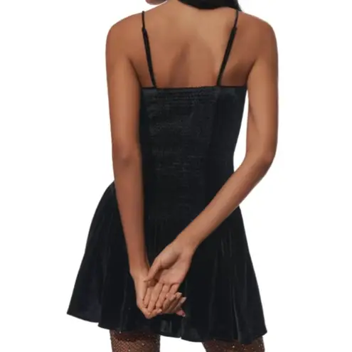 Maeve Drop-Waist Velvet Mini Dress - Black