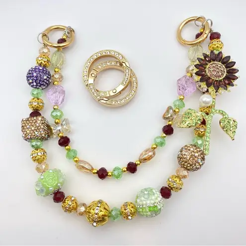 Handmade 🌻Luxury Bag/Phone Chain Charm/Keychain Purple Sunflower Bling Crystal Beads