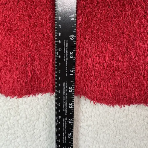 Laura della Valle Sweater Womens Large Red Boucle Pullover Fuzzy Soft Italy Cozy