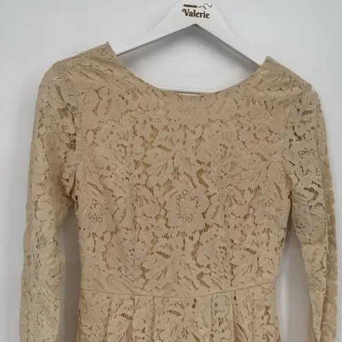 Bohme Cream Lace Long Sleeve Mini Dress Size Medium Cotton Boho