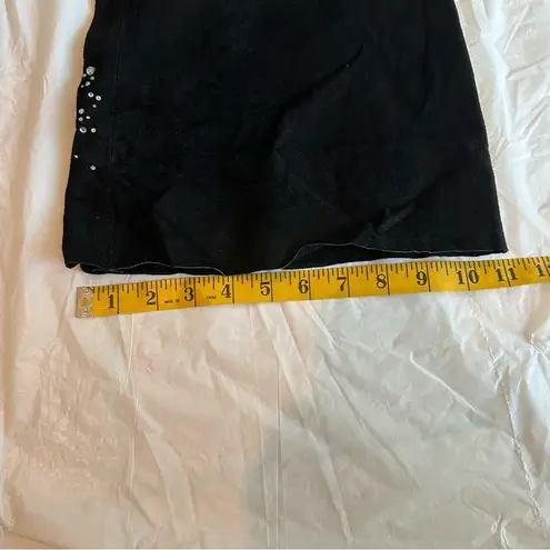 wilson's leather Maxima black suede flare pants with rhinestones swirl. Sz 6