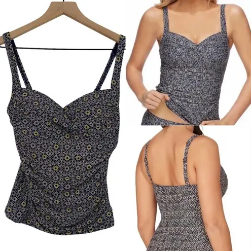 NipTuck by Bond Eye Tankini Swim Top Tummy Control Twist Front Printed Womens 6